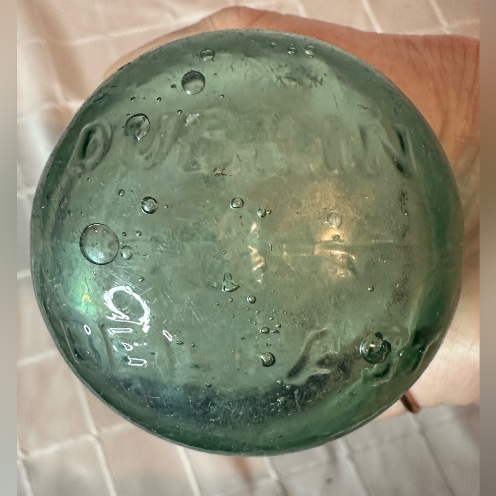 Antique 1800s Light Green Torpedo Bottle, 9” tall - Picture 4 of 7